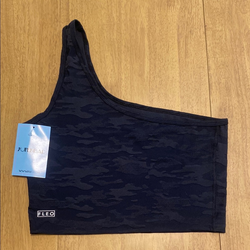 Fleo black Camouflage One-Shoulder Top